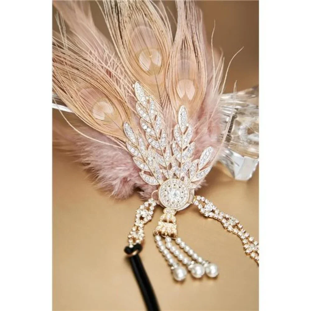 1920s Flapper Headband Feather Headpiece Roaring 20s Gatsby Hair
